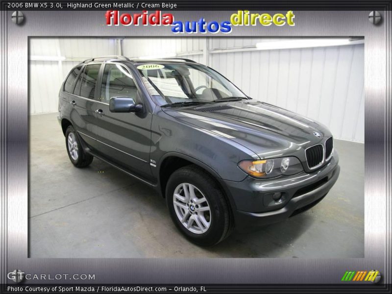 Highland Green Metallic / Cream Beige 2006 BMW X5 3.0i