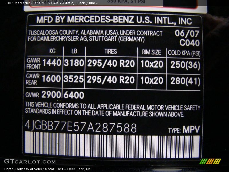 Black / Black 2007 Mercedes-Benz ML 63 AMG 4Matic