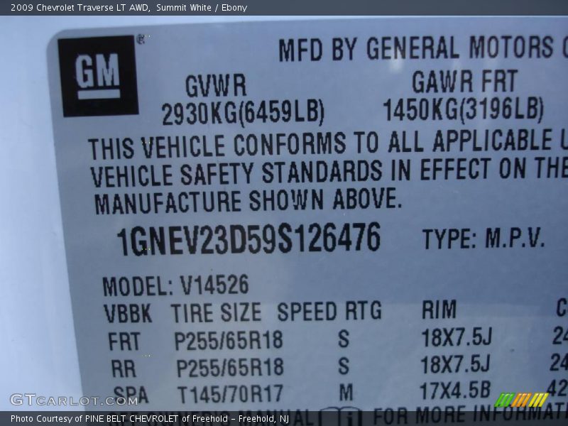 Summit White / Ebony 2009 Chevrolet Traverse LT AWD