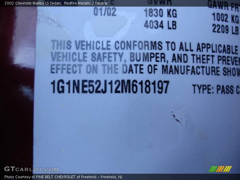 Redfire Metallic / Neutral 2002 Chevrolet Malibu LS Sedan