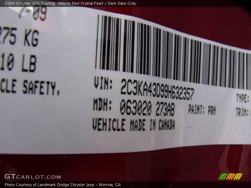 Inferno Red Crystal Pearl / Dark Slate Gray 2009 Chrysler 300 Touring