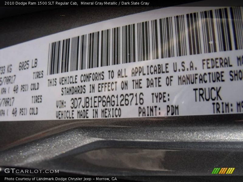 Mineral Gray Metallic / Dark Slate Gray 2010 Dodge Ram 1500 SLT Regular Cab