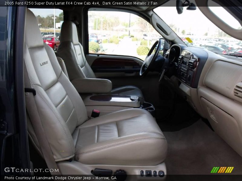 Dark Green Satin Metallic / Tan 2005 Ford F250 Super Duty Lariat FX4 Crew Cab 4x4