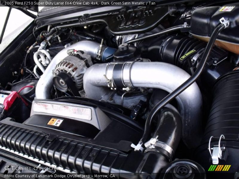 Dark Green Satin Metallic / Tan 2005 Ford F250 Super Duty Lariat FX4 Crew Cab 4x4