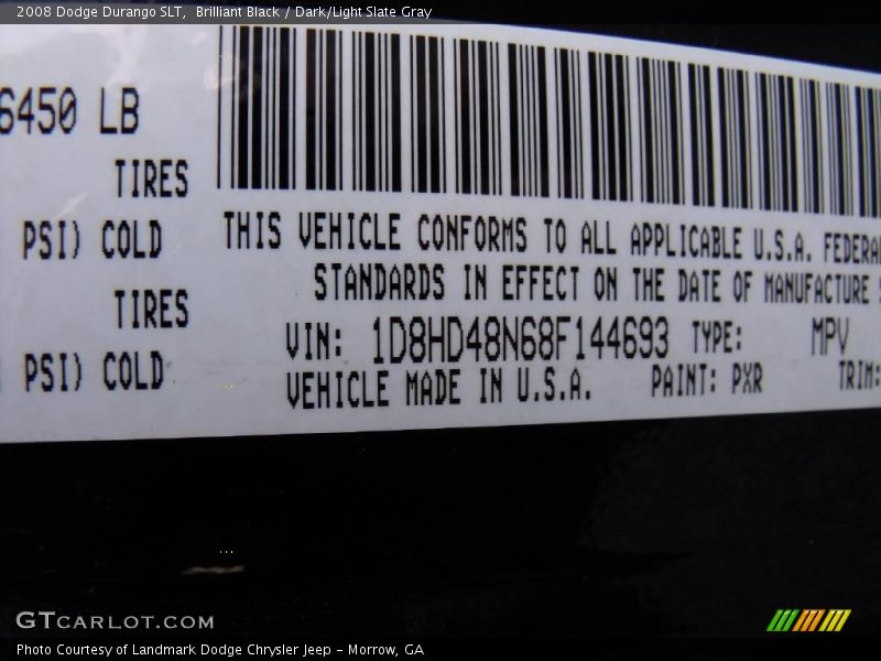 Brilliant Black / Dark/Light Slate Gray 2008 Dodge Durango SLT