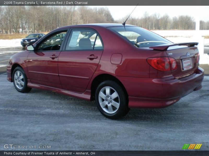 Barcelona Red / Dark Charcoal 2008 Toyota Corolla S