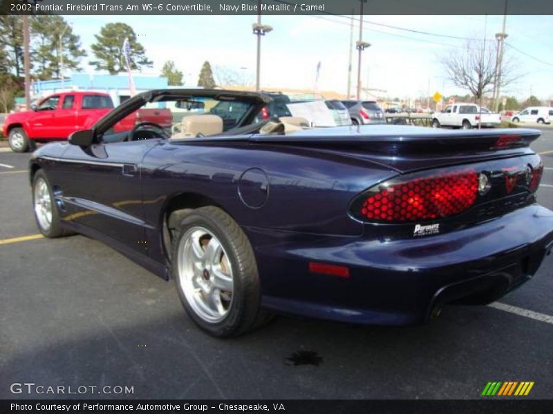 Navy Blue Metallic / Camel 2002 Pontiac Firebird Trans Am WS-6 Convertible
