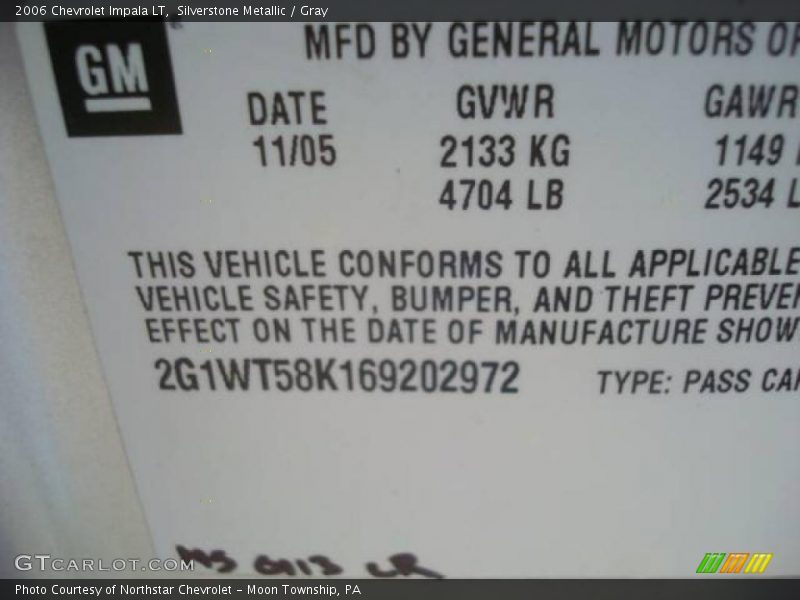 Silverstone Metallic / Gray 2006 Chevrolet Impala LT