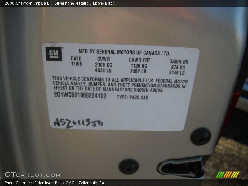 Silverstone Metallic / Ebony Black 2006 Chevrolet Impala LT