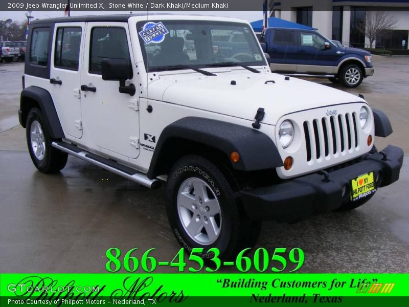 Stone White / Dark Khaki/Medium Khaki 2009 Jeep Wrangler Unlimited X