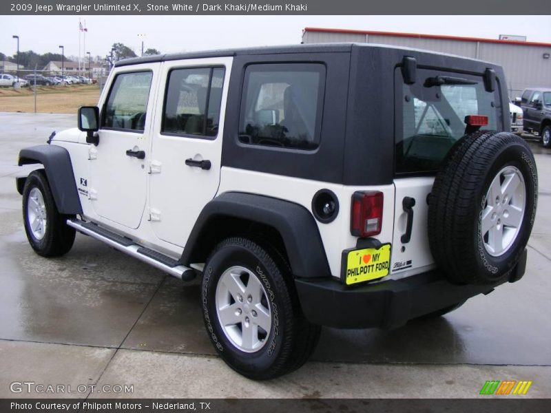 Stone White / Dark Khaki/Medium Khaki 2009 Jeep Wrangler Unlimited X