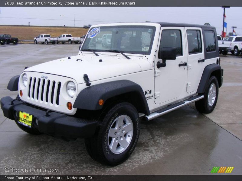 Stone White / Dark Khaki/Medium Khaki 2009 Jeep Wrangler Unlimited X