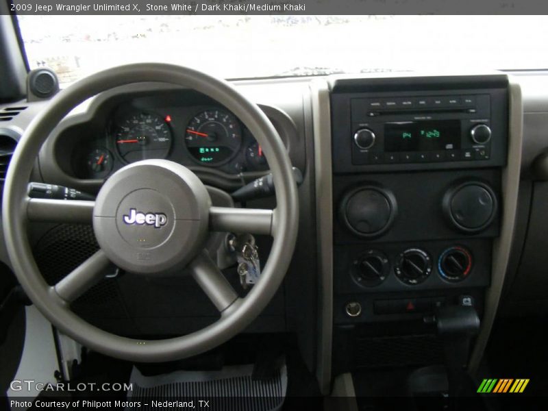 Stone White / Dark Khaki/Medium Khaki 2009 Jeep Wrangler Unlimited X