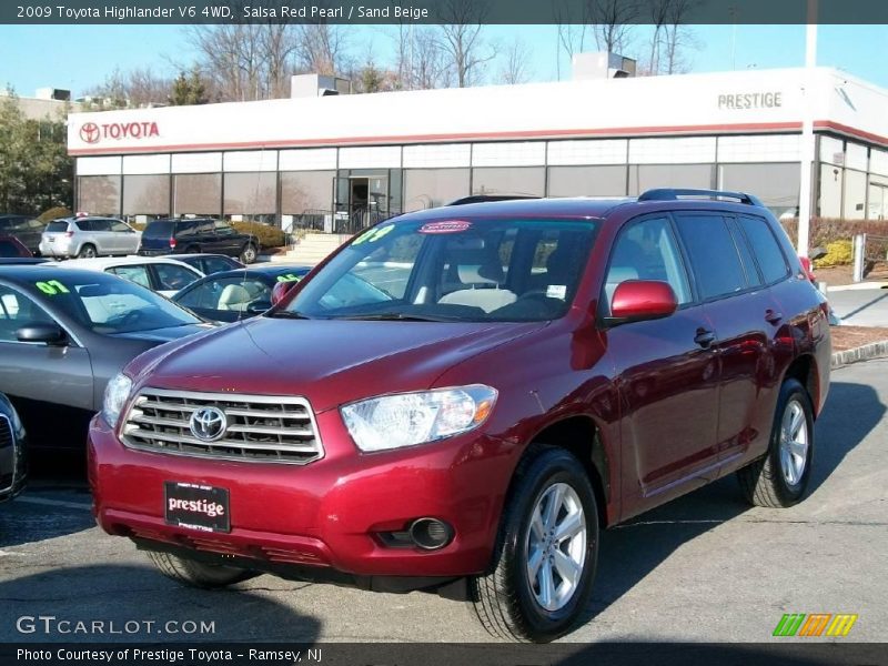 Salsa Red Pearl / Sand Beige 2009 Toyota Highlander V6 4WD