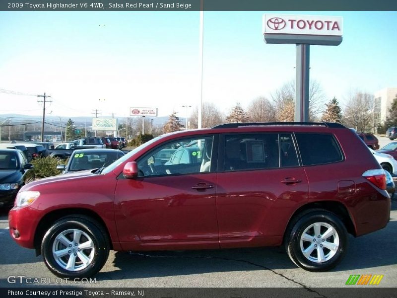 Salsa Red Pearl / Sand Beige 2009 Toyota Highlander V6 4WD