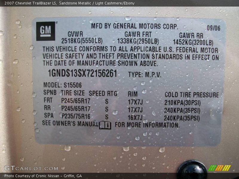 Sandstone Metallic / Light Cashmere/Ebony 2007 Chevrolet TrailBlazer LS