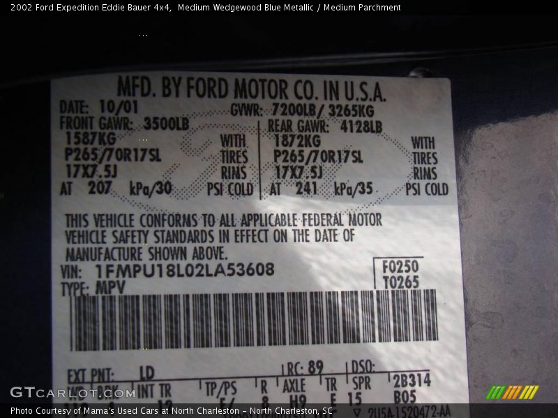 Medium Wedgewood Blue Metallic / Medium Parchment 2002 Ford Expedition Eddie Bauer 4x4