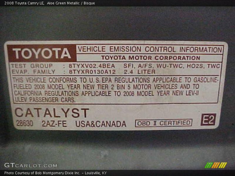 Aloe Green Metallic / Bisque 2008 Toyota Camry LE