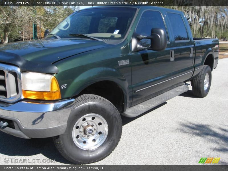 Dark Hunter Green Metallic / Medium Graphite 1999 Ford F250 Super Duty XLT Crew Cab 4x4