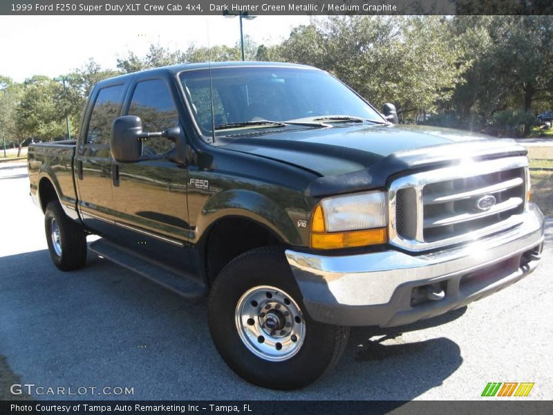 Dark Hunter Green Metallic / Medium Graphite 1999 Ford F250 Super Duty XLT Crew Cab 4x4