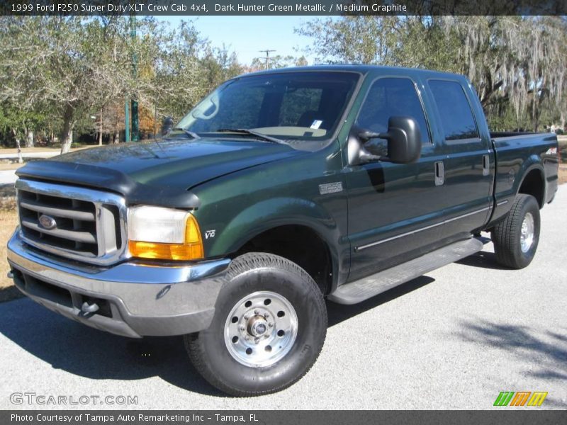 Dark Hunter Green Metallic / Medium Graphite 1999 Ford F250 Super Duty XLT Crew Cab 4x4