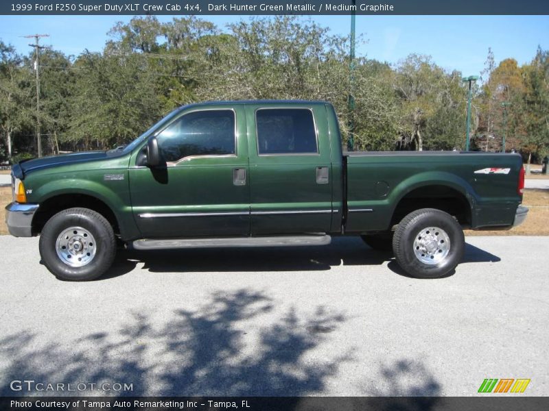 Dark Hunter Green Metallic / Medium Graphite 1999 Ford F250 Super Duty XLT Crew Cab 4x4