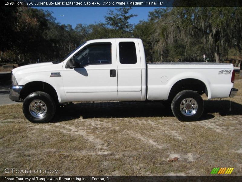 Oxford White / Medium Prairie Tan 1999 Ford F250 Super Duty Lariat Extended Cab 4x4