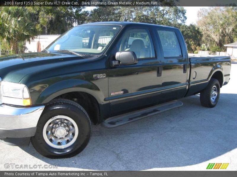 Dark Highland Green Metallic / Medium Flint 2003 Ford F350 Super Duty XLT Crew Cab