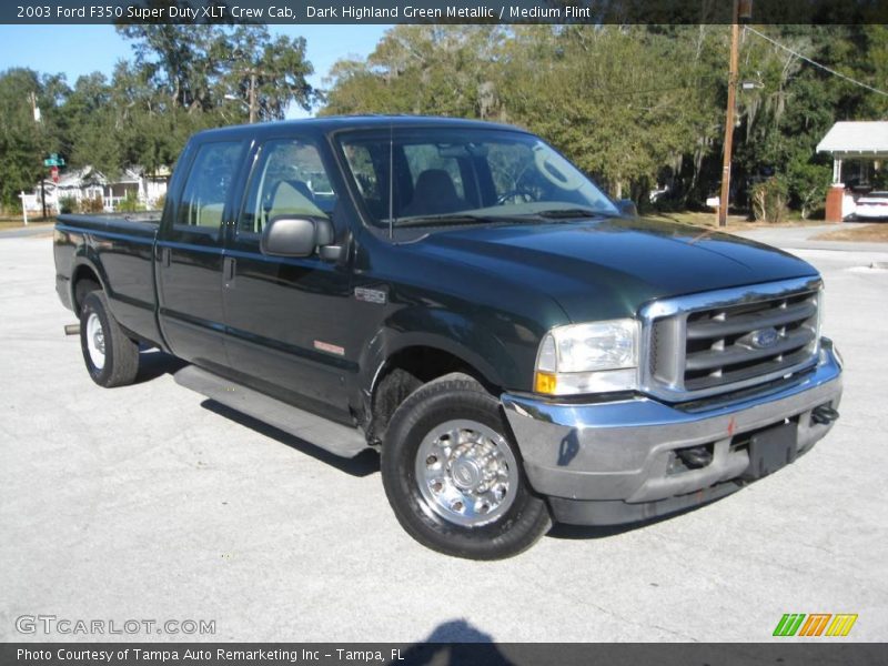 Dark Highland Green Metallic / Medium Flint 2003 Ford F350 Super Duty XLT Crew Cab