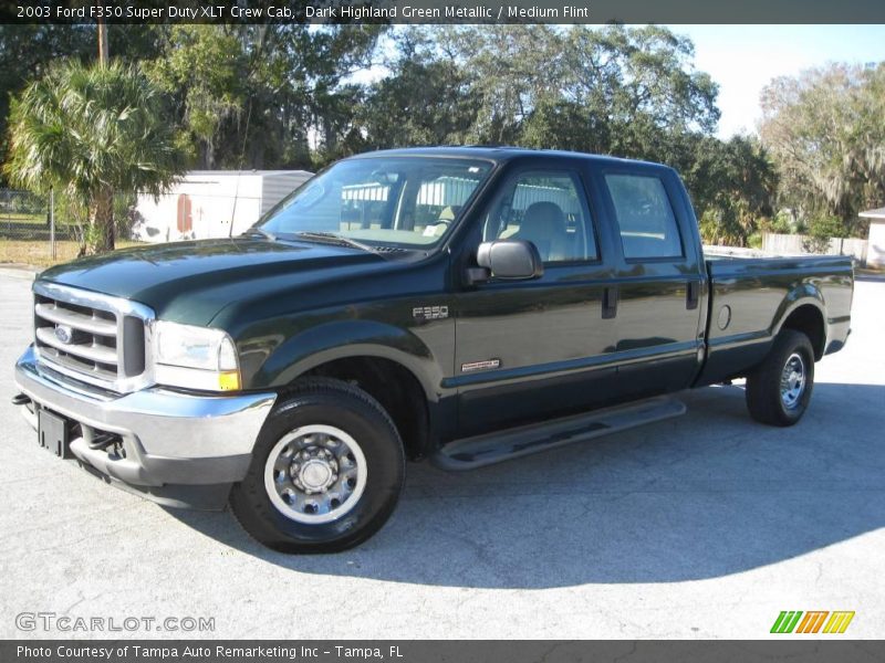 Dark Highland Green Metallic / Medium Flint 2003 Ford F350 Super Duty XLT Crew Cab