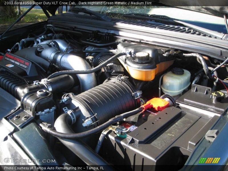 Dark Highland Green Metallic / Medium Flint 2003 Ford F350 Super Duty XLT Crew Cab