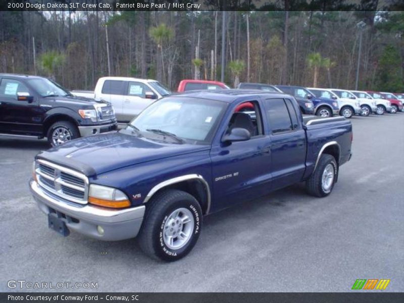 Patriot Blue Pearl / Mist Gray 2000 Dodge Dakota SLT Crew Cab