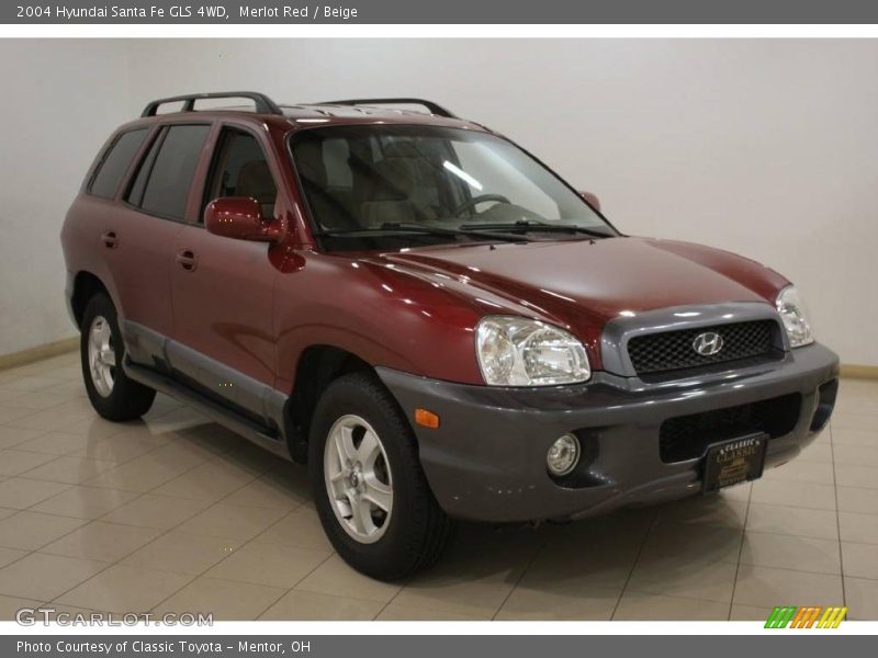 Merlot Red / Beige 2004 Hyundai Santa Fe GLS 4WD