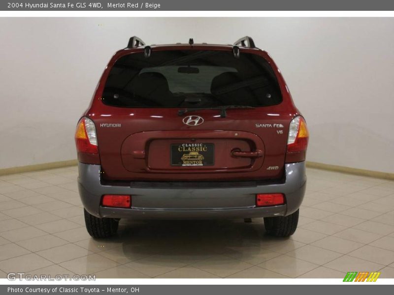 Merlot Red / Beige 2004 Hyundai Santa Fe GLS 4WD