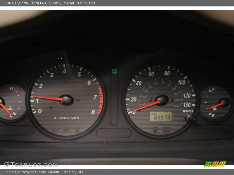 Merlot Red / Beige 2004 Hyundai Santa Fe GLS 4WD