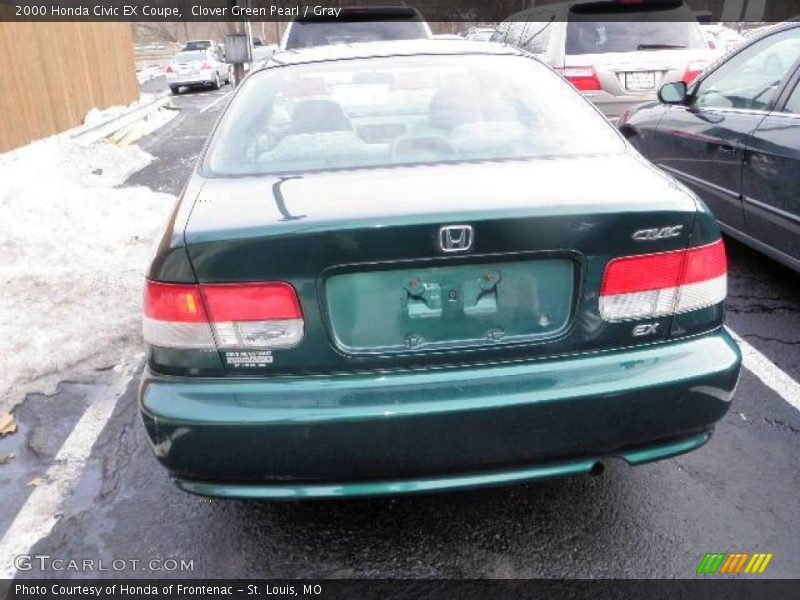 Clover Green Pearl / Gray 2000 Honda Civic EX Coupe