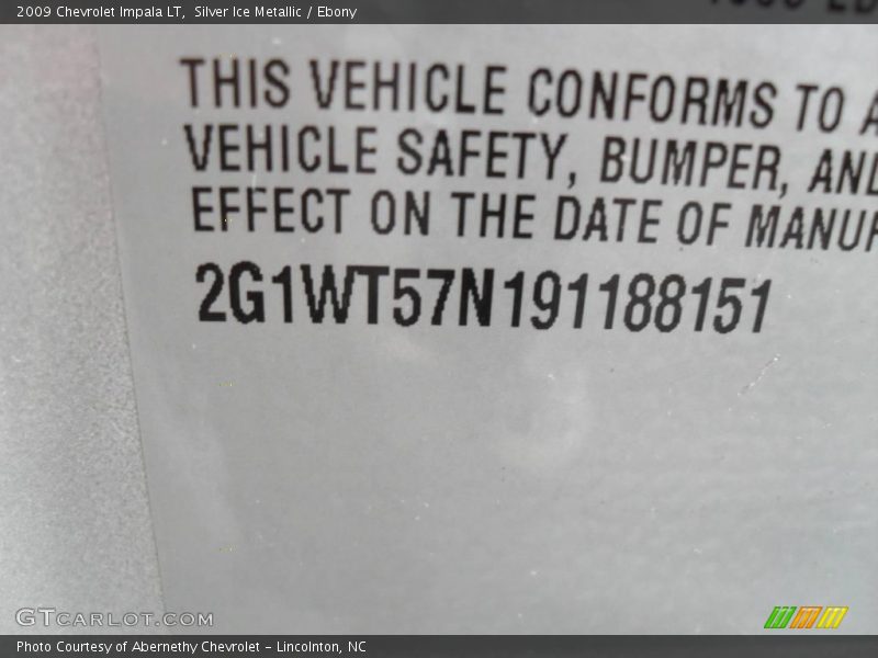 Silver Ice Metallic / Ebony 2009 Chevrolet Impala LT