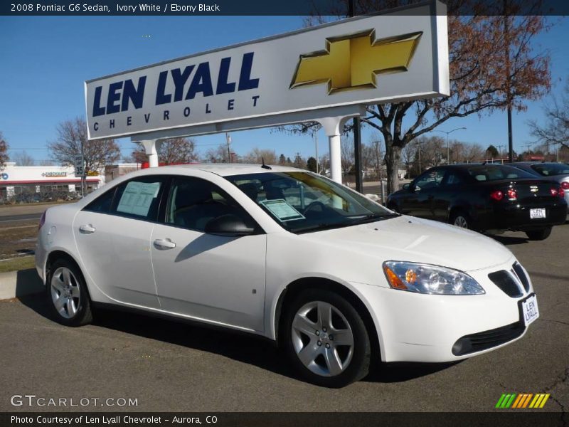 Ivory White / Ebony Black 2008 Pontiac G6 Sedan