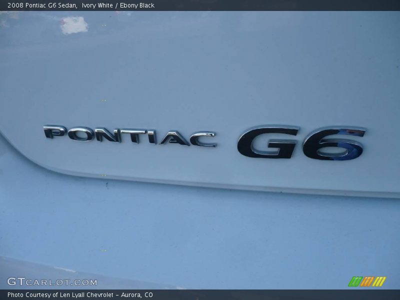 Ivory White / Ebony Black 2008 Pontiac G6 Sedan