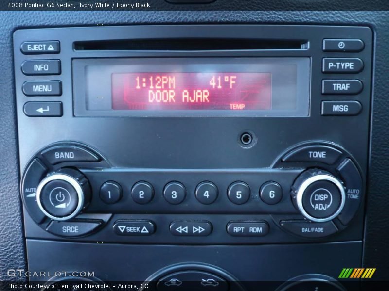 Ivory White / Ebony Black 2008 Pontiac G6 Sedan