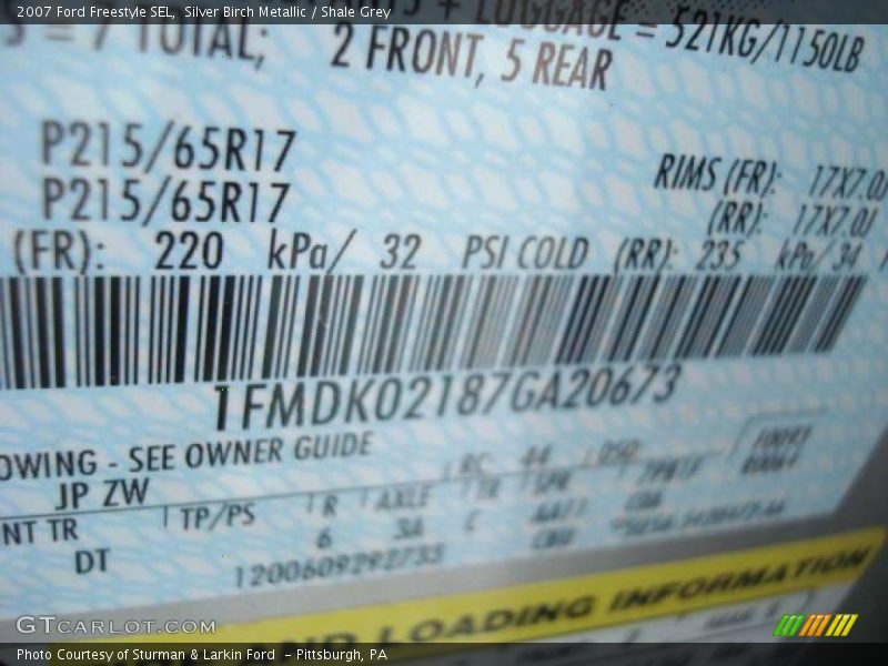 Silver Birch Metallic / Shale Grey 2007 Ford Freestyle SEL