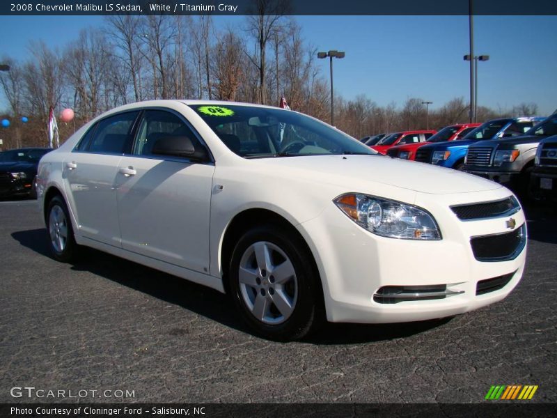 White / Titanium Gray 2008 Chevrolet Malibu LS Sedan
