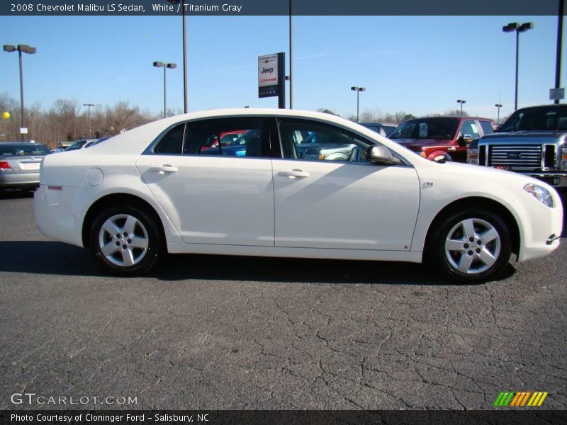 White / Titanium Gray 2008 Chevrolet Malibu LS Sedan
