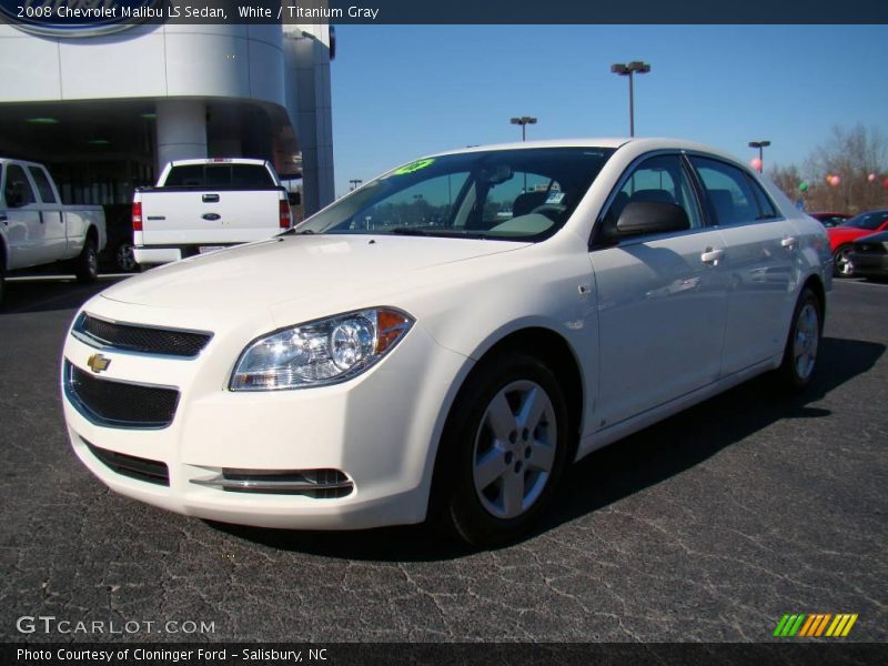 White / Titanium Gray 2008 Chevrolet Malibu LS Sedan