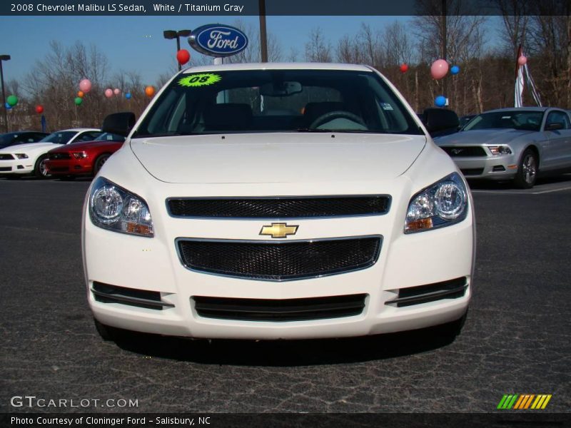 White / Titanium Gray 2008 Chevrolet Malibu LS Sedan