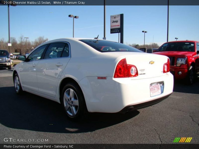White / Titanium Gray 2008 Chevrolet Malibu LS Sedan