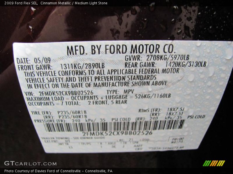 Cinnamon Metallic / Medium Light Stone 2009 Ford Flex SEL