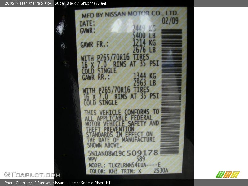 Super Black / Graphite/Steel 2009 Nissan Xterra S 4x4