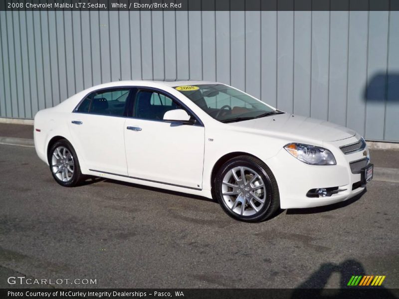 White / Ebony/Brick Red 2008 Chevrolet Malibu LTZ Sedan