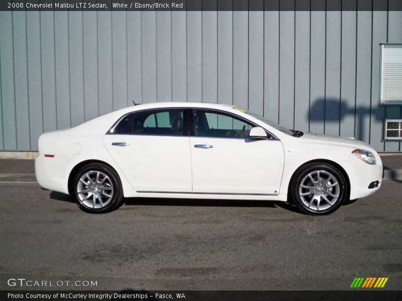 White / Ebony/Brick Red 2008 Chevrolet Malibu LTZ Sedan